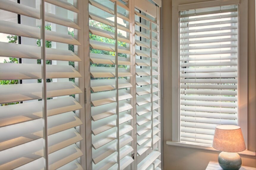 White wooden shutters