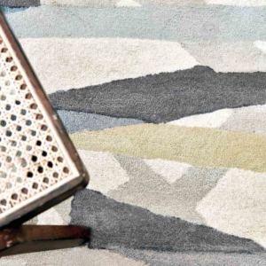 Abstract grey, yellow, blue rug by Harlequin